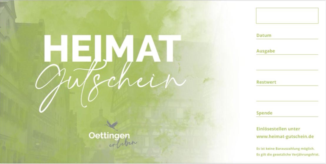 Der Heimat-Gutschein der Werbegemeinschaft Oettingen e. V.