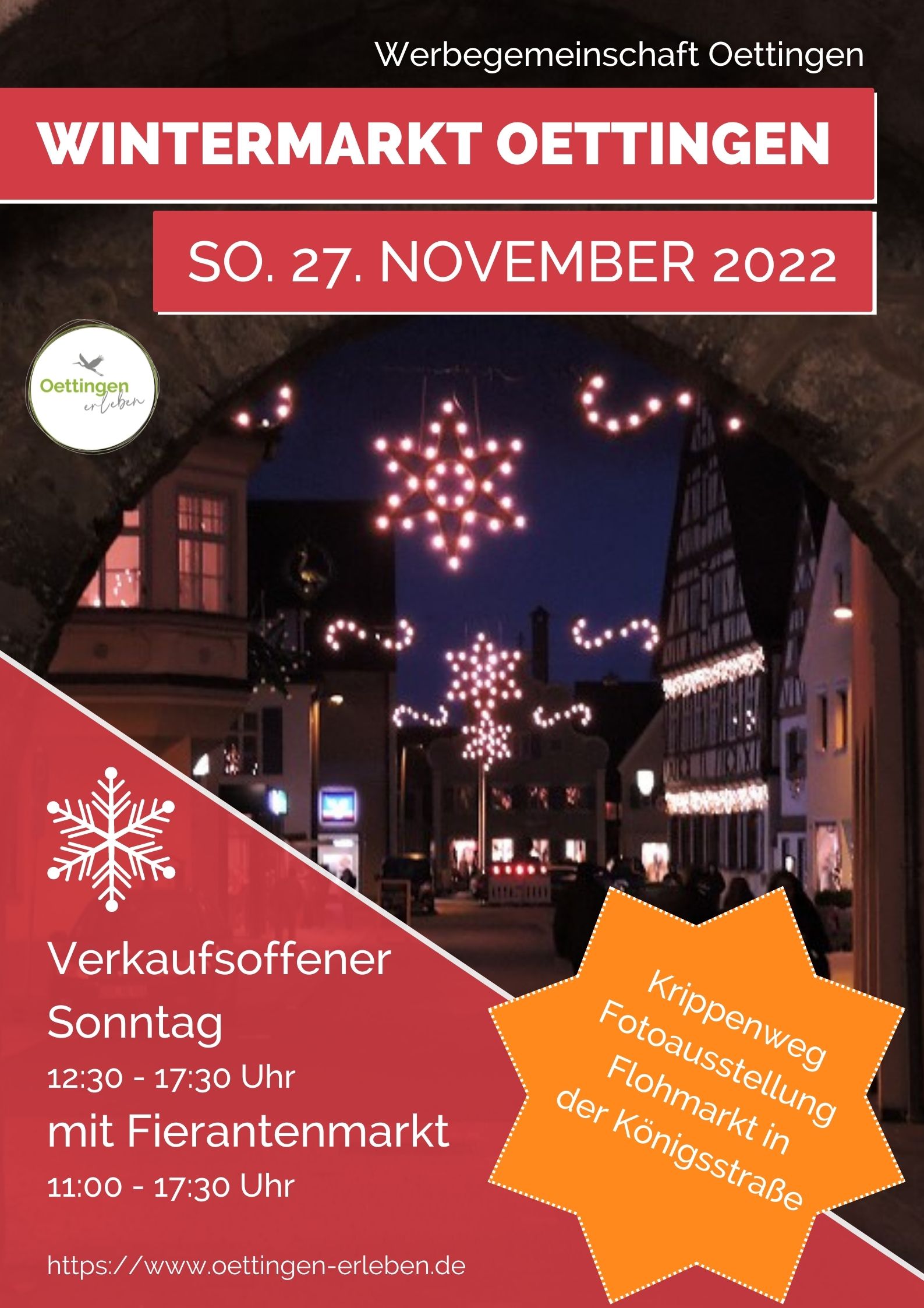 Wintermarkt am 27. November 2022 in Oettingen - gleichzeitig Christkindlesmarkt im Museumshof